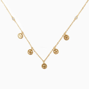 Happy Smiling Face Pendant Clavicle Charm Neck Thin Chain Choker
