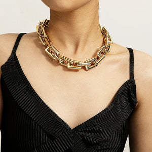 Punk CCB Chain Geometric Choker Necklace Chunky Thick Women Hip Hop Jewelry