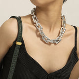 Punk CCB Chain Geometric Choker Necklace Chunky Thick Women Hip Hop Jewelry