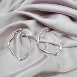 Distortion Metal Silver Hoop Earring for Women Party