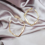 Distortion Metal Silver Hoop Earring for Women Party