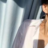 Distortion Metal Silver Hoop Earring for Women Party