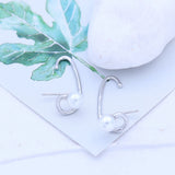 Modern Metal Linear Earrings with Pearls
