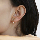 Modern Metal Linear Earrings with Pearls