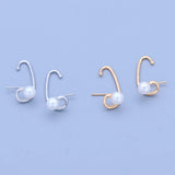 Modern Metal Linear Earrings with Pearls