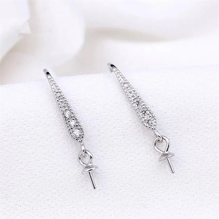 925 Silver Earring Hooks for Pearl, 6 Pairs