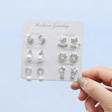 SSE1 Silver Geometric Dangle Earrings Modern Jewelry