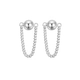 925 Sterling Silver Round Discs Hoop Earrings Long Tass Jewelry