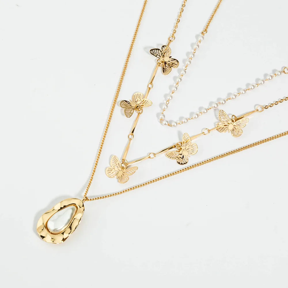 SSN3 Bohemian Layered Necklace Vintage Pendant Geometric Collier