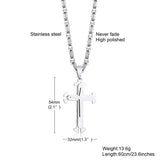 Men's Steel Cross Pendant Necklace 22-Inch Chain Religious Christian Jewelry