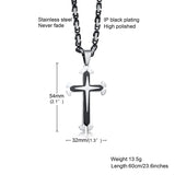 Men's Steel Cross Pendant Necklace 22-Inch Chain Religious Christian Jewelry