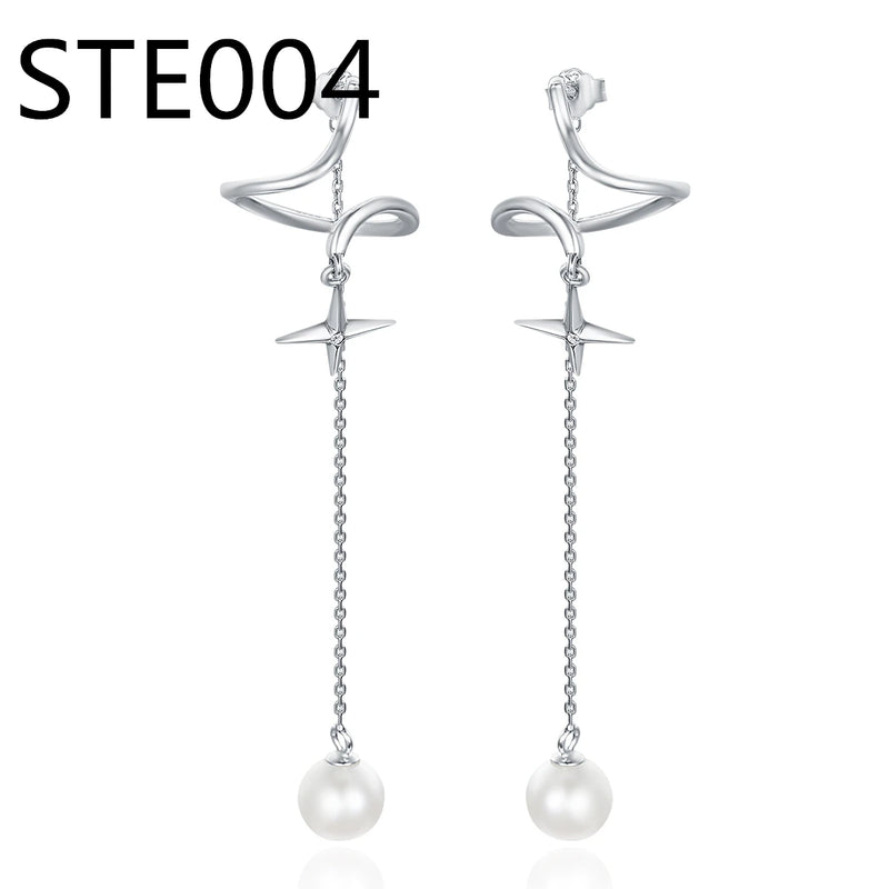 925 Sterling Silver Heart Cross Stud Earrings for Women
