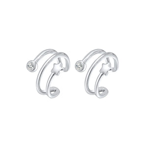 STE12 Silver Heart Round Lock Hanging Earrings for Women