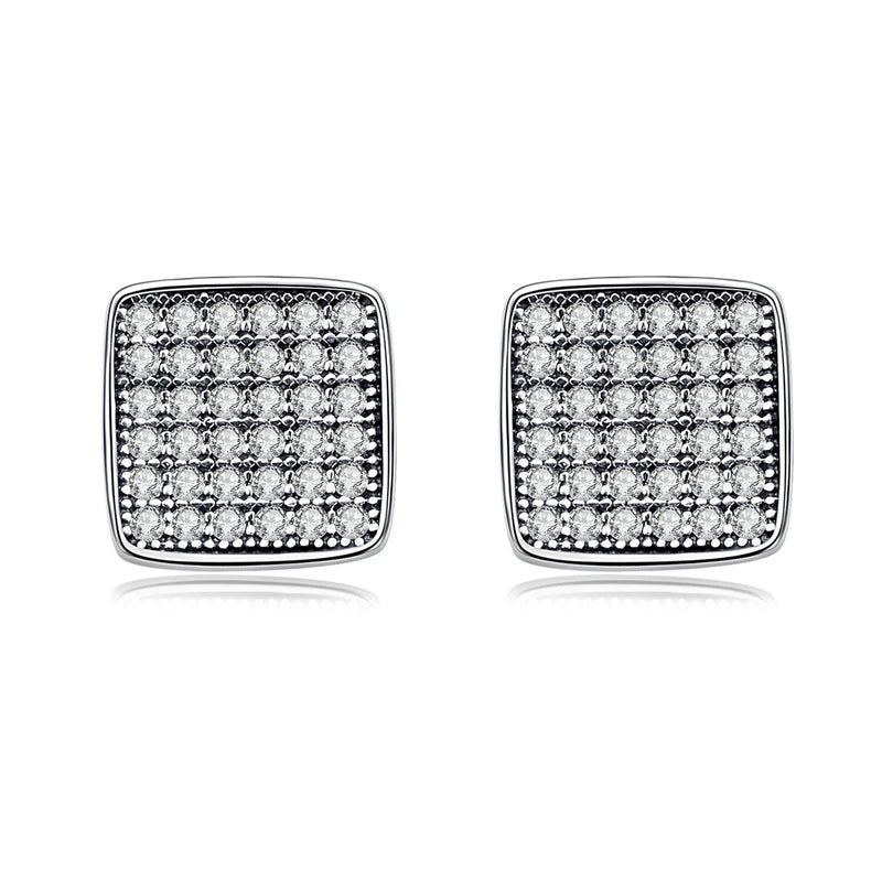 Geometric Sterling Silver Long Stud Earrings for Women