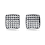 Geometric Sterling Silver Long Stud Earrings for Women