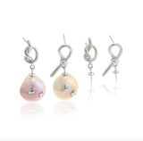 STE4 Zircon Pearl Twist Stud Earrings For Women