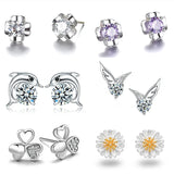 Asymmetrical Star Moon Earrings Crystal Charms Stud Earrings For Women Girls