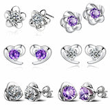 Asymmetrical Star Moon Earrings Crystal Charms Stud Earrings For Women Girls