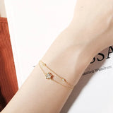 925 Sterling Silver Pentagon Charms Layer Bracelet Zircon Star Bangle