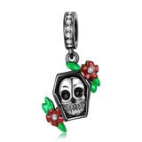 925 Silver Skeleton Family Ghost Coffin Charm Halloween DIY Jewelry