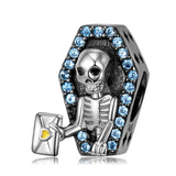 925 Silver Skeleton Family Ghost Coffin Charm Halloween DIY Jewelry