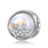 925 Silver Pearl Zircon Mermaid Tail Bead Charms for Women Bracelet Bangle