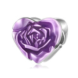 925 Silver Enamel Flower Rose Bead Charms in 8 Colors