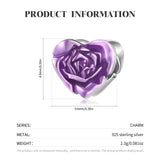 925 Silver Enamel Flower Rose Bead Charms in 8 Colors