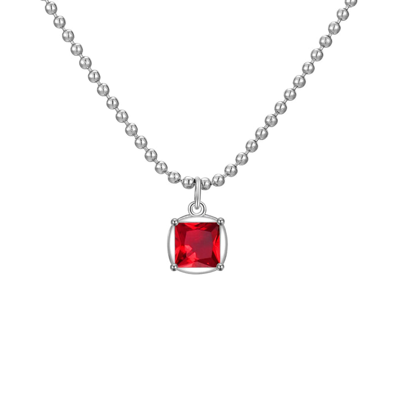 STN7 Round Zircon Pendant Necklace Gift with Water-wave Chain Choker