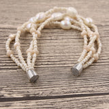 Freshwater Pearl Bracelet 4 Rows Multilayer Beads Jewelry Bracelet Women Wedding
