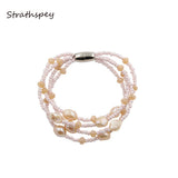 Freshwater Pearl Bracelet 4 Rows Multilayer Beads Jewelry Bracelet Women Wedding