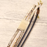 Leather Flower Beauty Bracelet Crystal Beads Pulseira Magnet Jewelry Multilayer