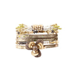 Leather Flower Beauty Bracelet Crystal Beads Pulseira Magnet Jewelry Multilayer