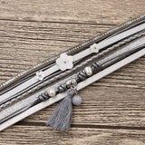 Bohemia Grey Bracelet Set With Shell Flower and Tassel
