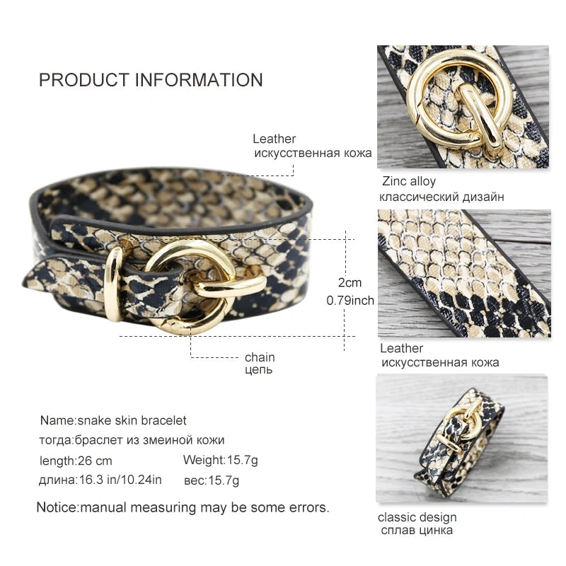 Vintage Leather Snake Bracelet for Women