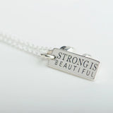 925 Sterling Silver Barbell Pendant Necklace 18''