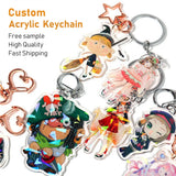 SUFANXI Anime Keychains Clear Acrylic Key Chain Photo Anime Charms Hologram