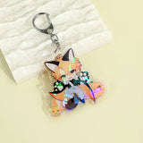 SUFANXI Anime Keychains Clear Acrylic Key Chain Photo Anime Charms Hologram