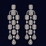 SUGO Zircon Tassel Drop Earrings for Bride Wedding Dress