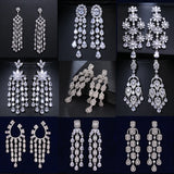 SUGO Zircon Tassel Drop Earrings for Bride Wedding Dress