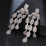 SUGO Zircon Tassel Drop Earrings for Bride Wedding Dress