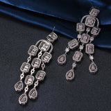 SUGO Zircon Tassel Drop Earrings for Bride Wedding Dress