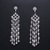 SUGO Zircon Tassel Drop Earrings for Bride Wedding Dress