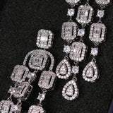 SUGO Zircon Tassel Drop Earrings for Bride Wedding Dress