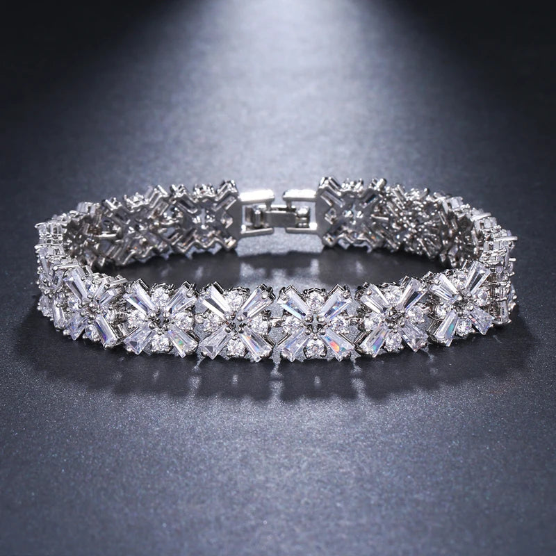 SUGO Retro Cross Rose Zirconia Bracelet for Ladies