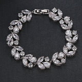 SUGU Zirconia Flower Bracelets for Brides Wedding Dress Jewelry