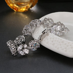 SUGU Zirconia Flower Bracelets for Brides Wedding Dress Jewelry