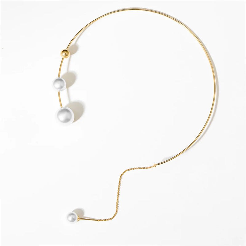 Big Pearl Choker Clavicle Chain Necklace For Women Wedding Jewelry