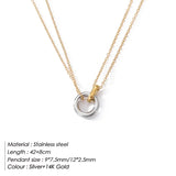 316L Stainless Steel Necklace for Women Two-Color Pendant Choker