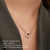 316L Stainless Steel Necklace for Women Two-Color Pendant Choker